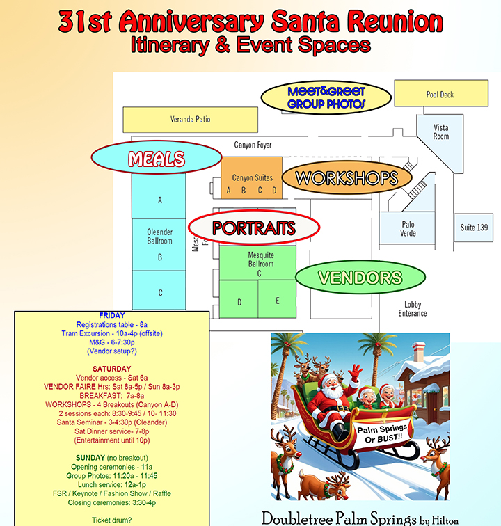 2025 Santa Reunion Event Spaces & Weekend Itinerary